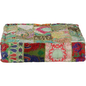 Vidaxl - Pouf Flickwerk Quadrat Baumwolle Handgefertigt 50×50×12 cm Grün