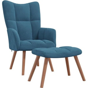 Vidaxl - Relaxsessel mit Hocker Blau Samt