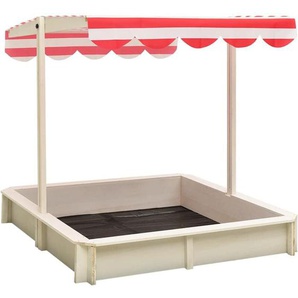 Vidaxl - Sandkasten mit Verstellbarem Dach Tannenholz Weiß und Rot UV50