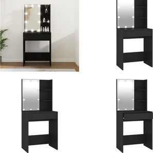 vidaXL Schminktisch mit LED Schwarz 60x40x140 cm - Schminktisch - Schminktische - Kosmetiktisch - Frisiertisch HL808829