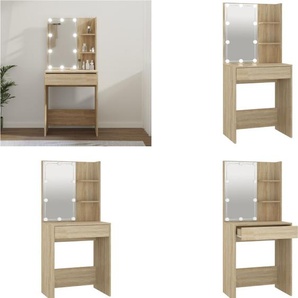 vidaXL Schminktisch mit LED Sonoma Eiche 60x40x140 cm - Schminktisch - Schminktische - Kosmetiktisch - Frisiertisch HL808831