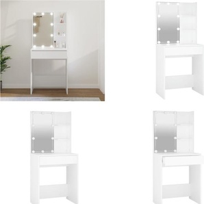 vidaXL Schminktisch mit LED Weiß 60x40x140 cm - Schminktisch - Schminktische - Kosmetiktisch - Frisiertisch HL808828