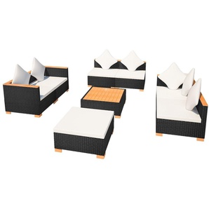 vidaXL Set 22-tlg. Poly Rattan WPC schwarz (42758)