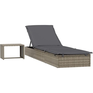 vidaXL Sonnenliege 1 Stk. mit Tisch Grau Poly Rattan 319633