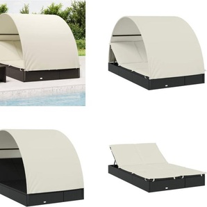vidaXL Sonnenliege für 2 Personen mit Runddach Schwarz 211x112x140 cm - Sonnenliege - Sonnenliegen - Sonnenbett - Tagesbett HL319654