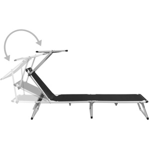 vidaXL Sonnenliege Klappbar mit Sonnenschutz Alu und Textilene Schwarz 44333