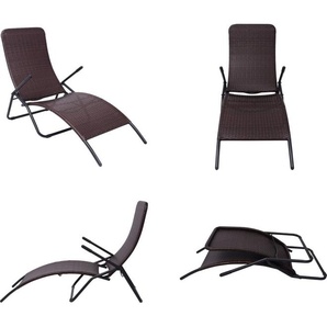 vidaXL Sonnenliege Klappbar Poly Rattan Braun - Sonnenliege - Sonnenliegen - Sonnenbett - Sonnenbetten HL42945