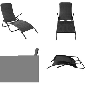 vidaXL Sonnenliege Klappbar Poly Rattan Schwarz - Sonnenliege - Sonnenliegen - Sonnenbett - Sonnenbetten HL42946