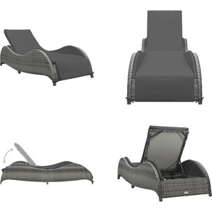 vidaXL Sonnenliege mit Auflage Poly Rattan Anthrazit - Sonnenliege - Sonnenliegen - Sonnenbett - Sonnenbetten HL49494