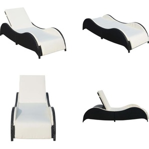 vidaXL Sonnenliege mit Polsterauflage Poly Rattan Schwarz - Sonnenliege - Sonnenliegen - Sonnenbett - Sonnenbetten HL41975