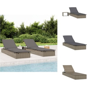 vidaXL Sonnenliege mit Tisch Grau Poly Rattan - Sonnenliegen TLS319633