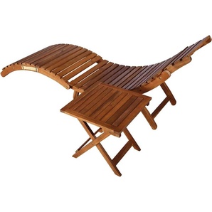 vidaXL Sonnenliege mit Tisch und Auflage Massivholz Akazie 3061593