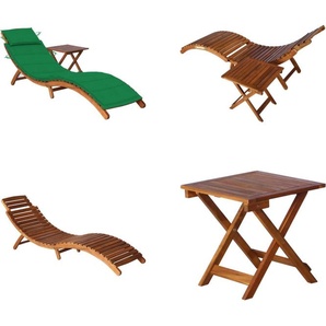 vidaXL Sonnenliege mit Tisch und Auflage Massivholz Akazie - Sonnenliege Mit Tisch - Sonnenliegen Mit Tischen - Holz-Sonnenliege Mit Tisch - Holz-Sonnenliegen Mit Tischen HL3061592