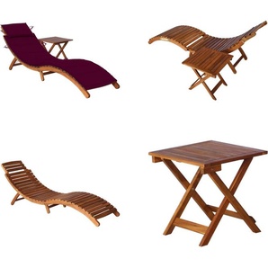 vidaXL Sonnenliege mit Tisch und Auflage Massivholz Akazie - Sonnenliege Mit Tisch - Sonnenliegen Mit Tischen - Holz-Sonnenliege Mit Tisch - Holz-Sonnenliegen Mit Tischen HL3061596
