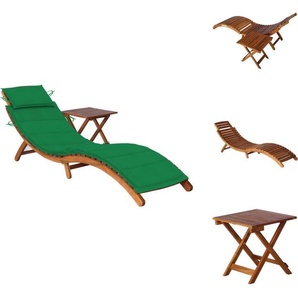 vidaXL Sonnenliege mit Tisch und Auflage Massivholz Akazie - Sonnenliegen TLS3061592