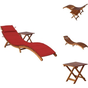 vidaXL Sonnenliege mit Tisch und Auflage Massivholz Akazie - Sonnenliegen TLS3061593