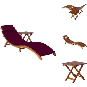vidaXL Sonnenliege mit Tisch und Auflage Massivholz Akazie - Sonnenliegen TLS3061596