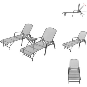 vidaXL Sonnenliegen 2 Stk. mit Tisch Stahl Anthrazit - Sonnenliegen TLS42727