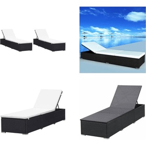 vidaXL Sonnenliegen mit Auflage 2 Stk. Poly Rattan Schwarz - Sonnenliege - Sonnenliegen - Rattan-Sonnenliege - Rattan-Sonnenliegen HL277088