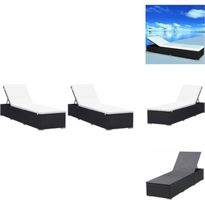 vidaXL Sonnenliegen mit Auflage 2 Stk. Poly Rattan Schwarz - Sonnenliegen TLS277088