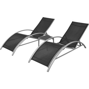 vidaXL Sonnenliegen mit Tisch Aluminium Schwarz 42160