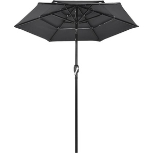 vidaXL Sonnenschirm mit Aluminium-Mast 3-lagig Anthrazit 2 m 313854