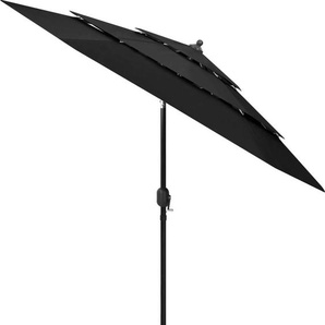 vidaXL Sonnenschirm mit Aluminium-Mast 3-lagig Schwarz 2,5 m 313866