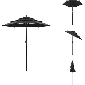 vidaXL Sonnenschirm mit Aluminium-Mast 3-lagig Schwarz 2 m - Sonnenschirme & Sonnenschutze TLS313858