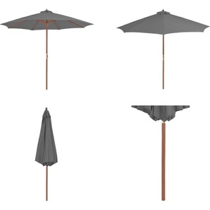 vidaXL Sonnenschirm mit Holz Mast 300 cm Anthrazit - Sonnenschirm - Sonnenschirme - Sonnen Schirm - Sonnen Schirme HL44495