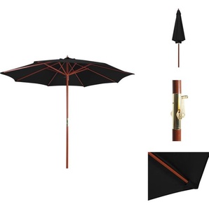 vidaXL Sonnenschirm mit Holz-Mast 300 x 258 cm Schwarz - Sonnenschirme & Sonnenschutze TLS47124