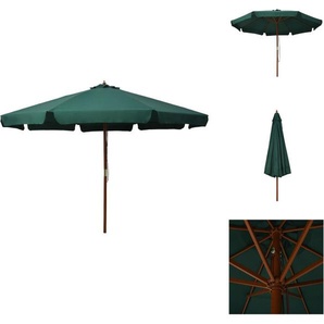 vidaXL Sonnenschirm mit Holzmast 330 cm Grün - Sonnenschirme & Sonnenschutze TLS47213