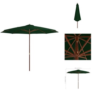vidaXL Sonnenschirm mit Holzmast 350 cm Grün - Sonnenschirme & Sonnenschutze TLS44528