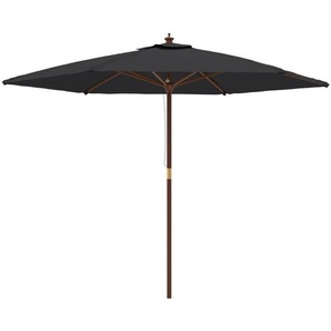 vidaXL Sonnenschirm mit Holzmast Schwarz 299x240 cm 363173