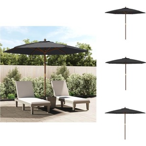vidaXL Sonnenschirm mit Holzmast Schwarz 299x240 cm - Sonnenschirme & Sonnenschutze TLS363173