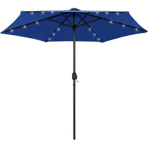 Vidaxl - Sonnenschirm mit LED-Beleuchtung und Alu-Mast 270 cm Azurblau