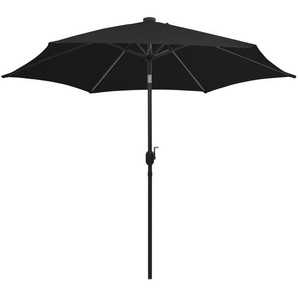 vidaXL Sonnenschirm mit LED-Beleuchtung und Alu-Mast 300 cm Schwarz 47366