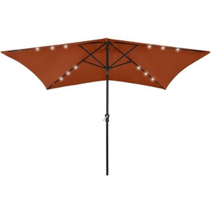 Vidaxl - Sonnenschirm mit LEDs und Stahl-Mast Terrakottarot 2x3 m