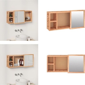 vidaXL Spiegelschrank 80x17x34 cm Massivholz Nussbaum - Spiegelschrank - Spiegelschränke - Badezimmermöbel - Badmöbel HL350368