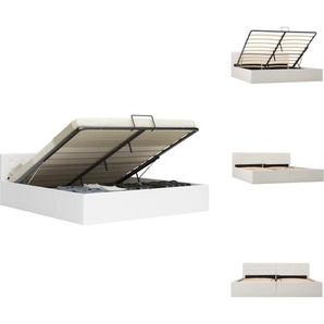 vidaXL Stauraumbett Hydraulisch Weiß Kunstleder 180×200 cm - Betten & Bettgestelle TLS285521