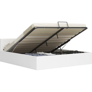vidaXL Stauraumbett Hydraulisch Weiß Kunstleder 180×200 cm - Stauraumbett - Stauraumbetten - Bettgestell - Bettgestelle HL285521
