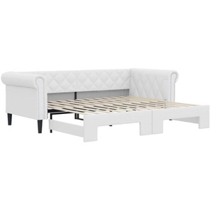 Vidaxl - Tagesbett,Gästebett Ausziehbar Weiß 90x200 cm Kunstleder