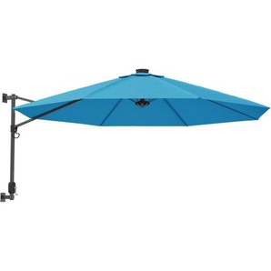 Vidaxl - Wand-Sonnenschirm mit LEDs Meerblau 290 cm