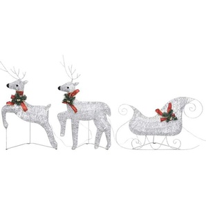 Vidaxl - Weihnachtsdeko Rentier & Schlitten 60 LEDs Outdoor Silbern