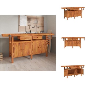 vidaXL Werkbank mit Schubladen Schraubstöcken 192x62x83 cm Akazienholz - Werkbänke TLS153326