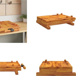 vidaXL Werkbankplatte mit Schraubstock 52x44x9,5 cm Massivholz Akazie - Werkbankplatte - Werkbankplatten - Werkbank Tischplatte - Arbeitsplatte HL353786