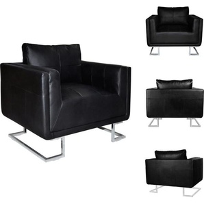 vidaXL Würfel-Sessel mit verchromten Füßen Schwarz Kunstleder - Sessel TLS241004
