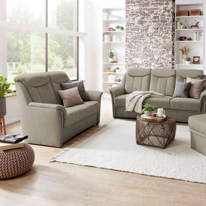 VILLA BECK Polstergarnitur Lugano, (Set, 3-tlg), Kopfteilverstellung, in Sitzhöhe 49 cm, 3-Sitzer und 2x Sessel