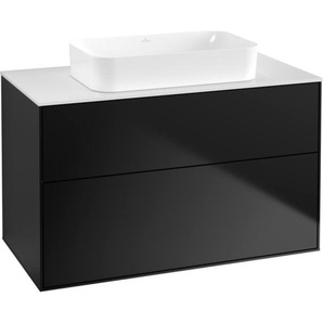 Villeroy & Boch Finion Waschtischunterschrank, 2 Auszüge, Waschbecken mittig, ohne Hahnloch, 1000x603x501mm, Glass White Matt, F64100PD