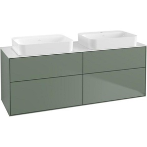 Villeroy & Boch Finion Waschtischunterschrank, 4 Auszüge, mit Beleuchtung, für 2 Waschbecken, ohne Hahnloch, 1600x603x501mm, Glass White Matt, G72100GM