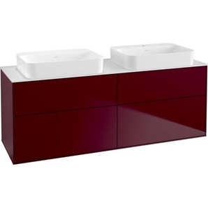 Villeroy & Boch Finion Waschtischunterschrank, 4 Auszüge, mit Beleuchtung, für 2 Waschbecken, ohne Hahnloch, 1600x603x501mm, Glass White Matt, G72100HB